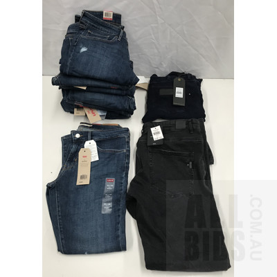 Levis 711 Skinny Women's Jeans, Wrangler Strangler Blue Cash Jeans, Goliath Black Fringe Jeans - Sizes 30 And 32 - Lot Of 11 - ORP More Than $400
