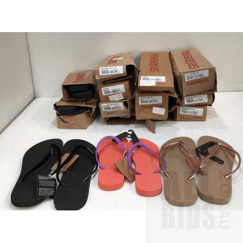 Havaianas Assorted Women's Footwear Size 35-44 - Lot Of 12