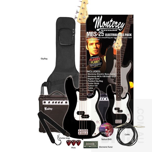 Monterey MBS-25 Electric Bass Guitar And Amp Pack - ORP $279