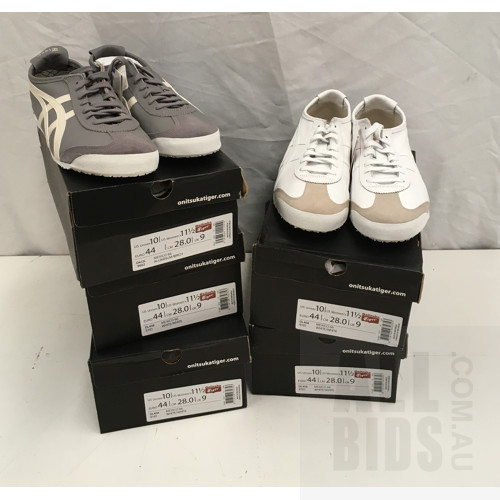 Onitsuka Tiger Unisex Mexico 66 White And Aluminum/Birch Shoes Size UK9 - Lot Of 5 - ORP $740 Combined