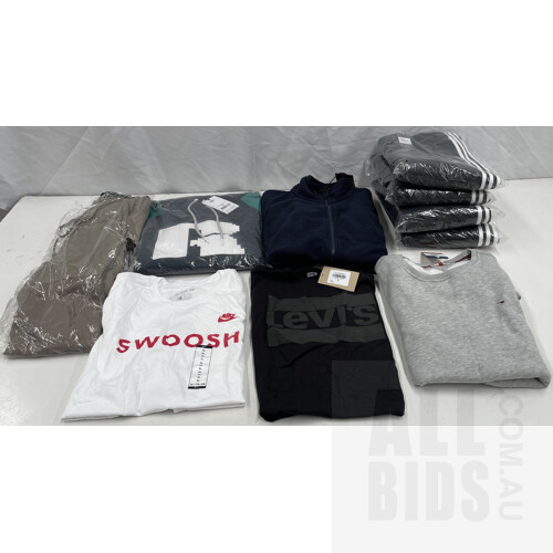 Assorted Designer Men's, Size XL, Clothing Including  Adidas, Tommy Hilfiger And Elwood - Lot Of 10