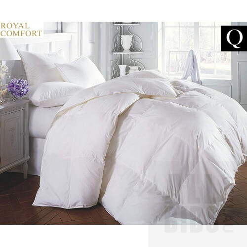 Royal Comfort Queen Size White Goose Feather And Down Quilt, Lenoxx Queen Size Duck Feather Quilt 500GSM And Sleep Comfort Queen Size Waterproof Mattress Protector