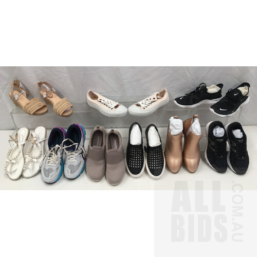 Women's Footwear Size EU37 - 39 Brand's Including Nike And Asics - Lot Of Nine