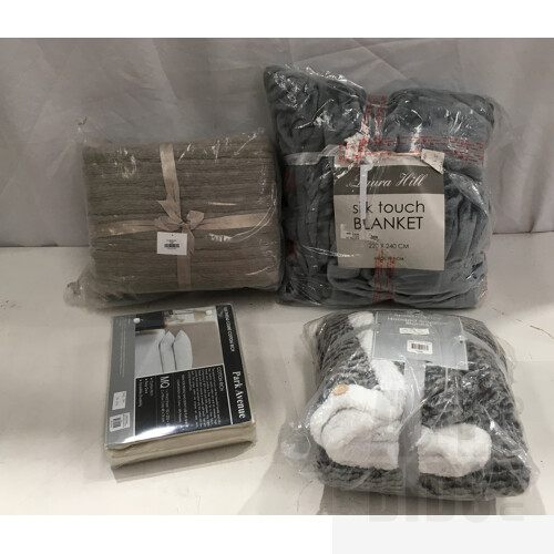 Tali Natural Throw, Apartmento Hooded Single Blanket, Laura Silk Touch Blanket And Park Avenue Ivory Mega Queen Combo Set