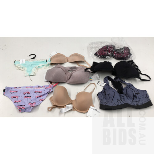 Bulk Lot Of Assorted Bra's And Underwear Brands Including Calvin Klein, Playtex And Bonds - Lot Of 100
