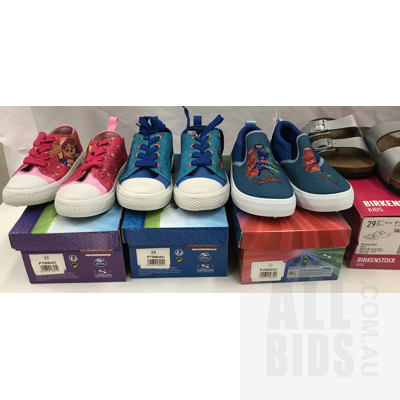 Large Assortment Of Babies, Toddlers And Kids Runners And Shoes Including Clarks, Paw Patrol And Asics