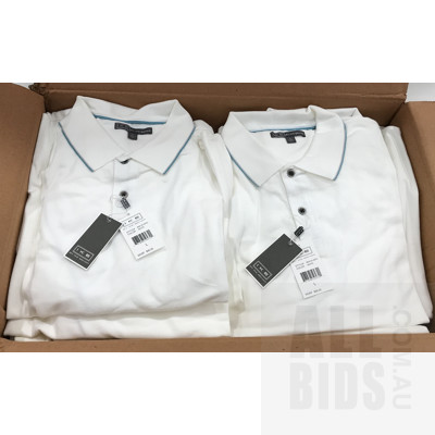 Ike By Ike Behar,  Size L White Polo Shirts - Lot Of 20 - ORP$1700 Combined