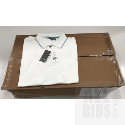 Ike By Ike Behar,  Size M White Polo Shirts - Lot Of 23 - ORP$1955 Combined