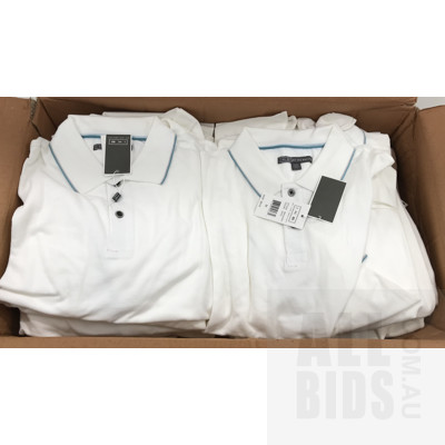 Ike By Ike Behar,  Size M White Polo Shirts - Lot Of 23 - ORP$1955 Combined
