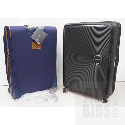 Tommy Hilfiger Nantucket Collection Upright Suitcase and American Tourister Curio 80cm Large Expandable Hardcase Spinner Suitcase