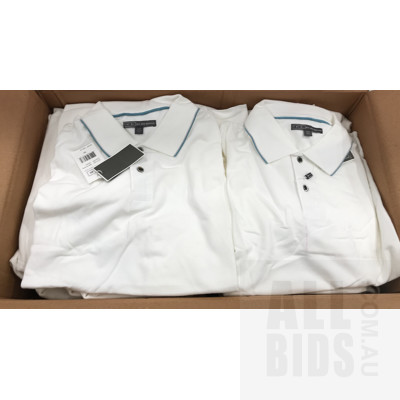 Ike By Ike Behar,  Size M White Polo Shirts - Lot Of 20 - ORP$1700 Combined