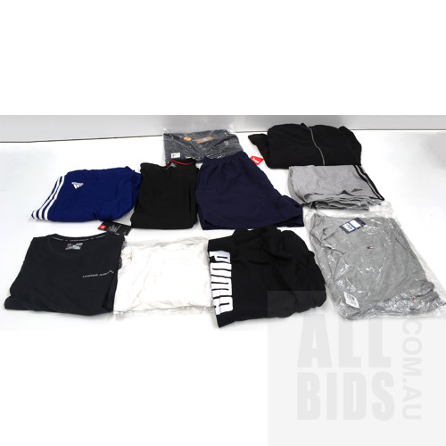 Designer Men's Clothing Size Extra Large Brand's Including Adidas, Tommy Hilfiger, Puma, Bonds and More - Lot of 10