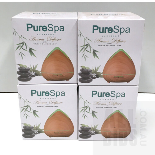 PureSpa Ultrasonic Diffuser with Oils - Lot of Four