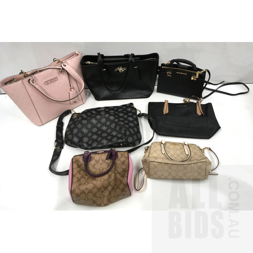 Assorted Handbags Brand's Including Coach, Guess and Michael Kors - Lot of Seven