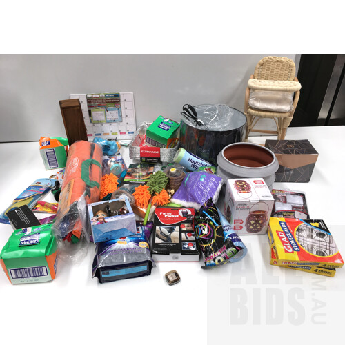 Bulk Lot of Assorted Homewares Including Fine Life Flameless LED Lantern, Trolley Packing Bags and More