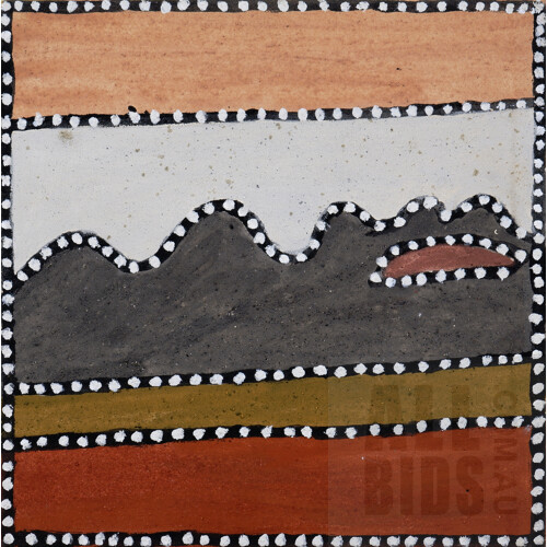 Beerbee Mungnari (1931-2011, Gija language group), Untitled, Natural Ochre and Pigments on Canvas, 45 x 45 cm