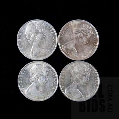 Four Australian 1966 Silver Round 50 Cent Coins
