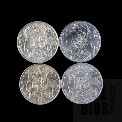 Four Australian 1966 Silver Round 50 Cent Coins