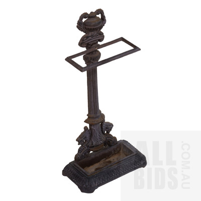 Vintage Classical Style Cast Metal Umbrella Stand with Drop Tray