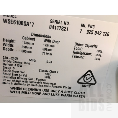 Westinghouse WSE6100SA 603L Side by Side Fridge