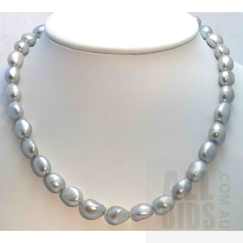 Necklace of Silver Baroque Cultured Pearls