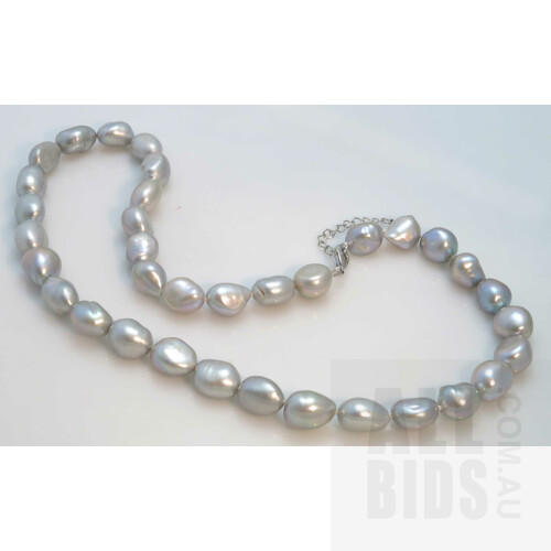 Necklace of Silver Baroque Cultured Pearls