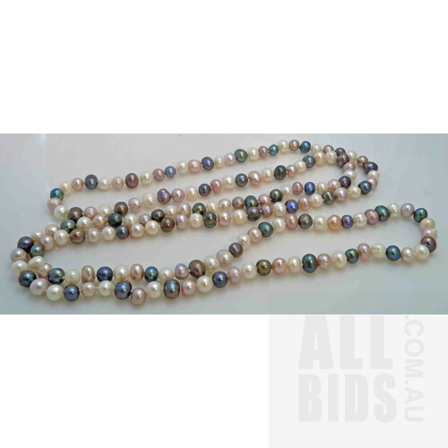 Extra Long Strand of multi-colour Freshwater Pearls
