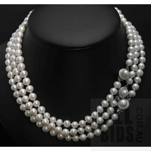 3 Matching Cultured Pearl Necklaces