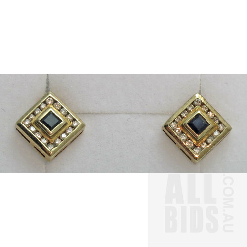 9ct Gold Sapphire & Diamond Earrings