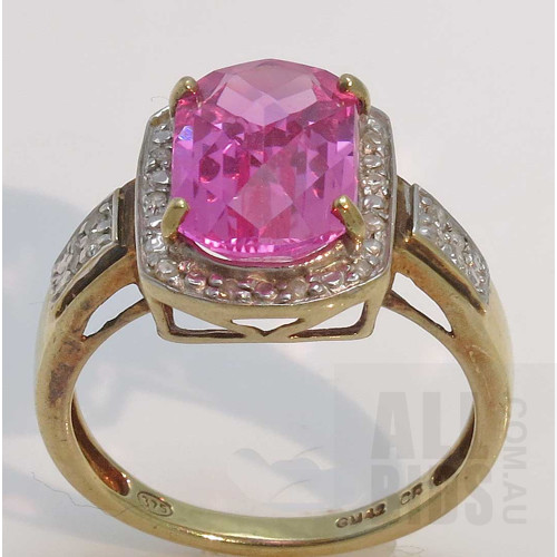9ct Gold Pink Sapphire & Diamond Ring