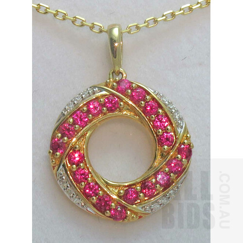 9ct Gold Ruby & Diamond Pendant