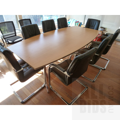 Boardroom Table and 10 Leather Meeting Room Chairs