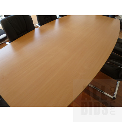 Boardroom Table and 10 Leather Meeting Room Chairs