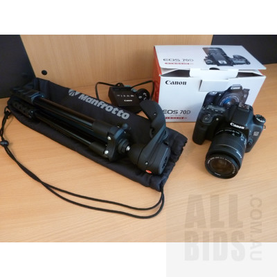Canon EOS 70D Digital SLR Camera and Manfrotto Tripod