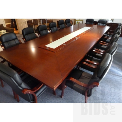 4.8 Meter Classic Conference Table with 16 Conference Chairs