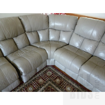 Leather World 5.5 Seater Modular Leather Recliner Lounge Suite With Recliner Armchair