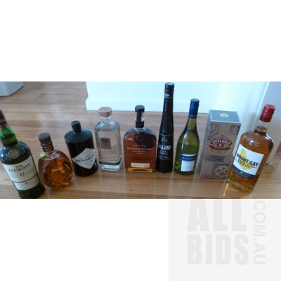 Wines, Spirits and Liqueurs - Lot of Nine Bottles - New