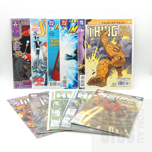 Ten Carded and Sleeved Comics, Including The Thing, The Titans, Superman Genesis and More 