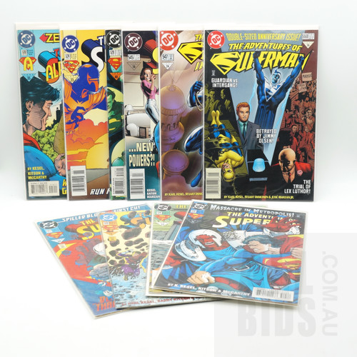 Ten The Adventures of Superman Comics, 507, 508, 514, 515, 518, 524, 528, 545, 547, 550