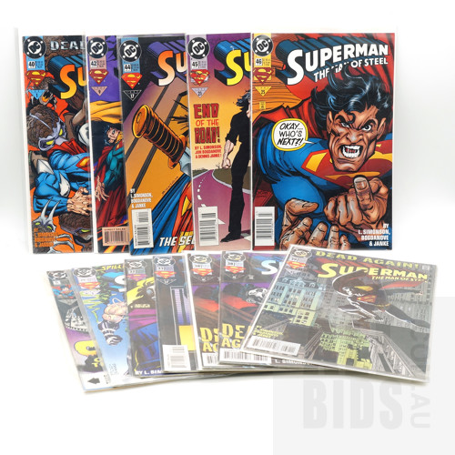Twelve Superman The Man of Steel Comics, 5, 29, 32, 33, 38 (2), 39, 40, 42, 44, 45, 46