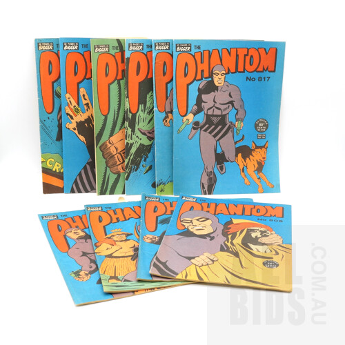 Ten Vintage Phantom Comics, Including 802, 823, 808, 809, 810, 811, 812, 813, 814, 817
