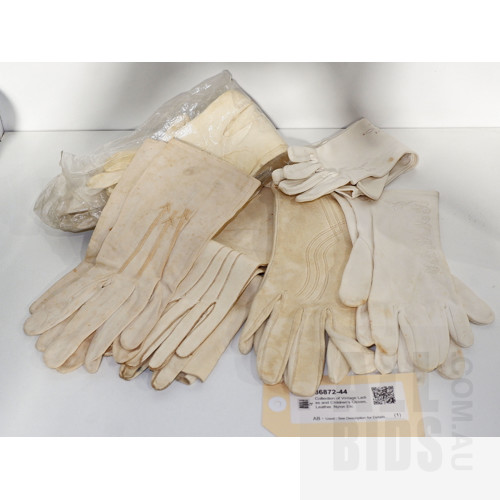 Collection of Vintage Ladies and Children's Gloves, Leather, Nylon Etc