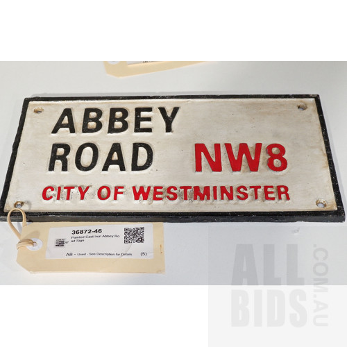 Painted Cast Iron Abbey Road Sign