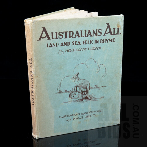 Rare Book, Australians All Land and Sea Folk in Rhyme, Nelle Grant Cooper, Illustrated by Dorothy Wall and Phyllis Shillito, Angus and Robertson, 1939, Hardcover no Dust Jacket