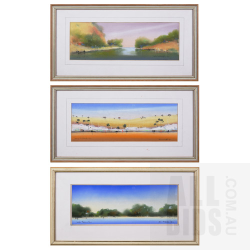 Brian McGuffie, Three Framed Pastels of Victorian Landscapes 1992, each 11 x 30 cm (3)