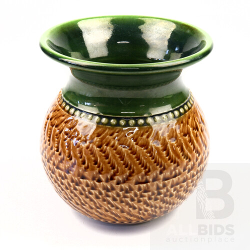 Bendigo Pottery Green Vase Stamped RW