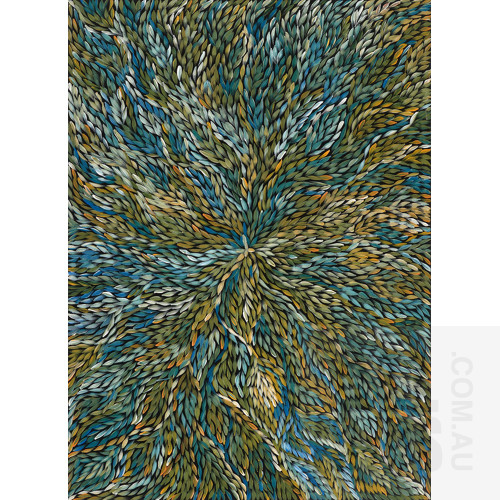 Jeannie (Pitjara) Petyarre (born c1956), Yam Leaf Dreaming, Acrylic on Canvas, 133 x 96 cm
