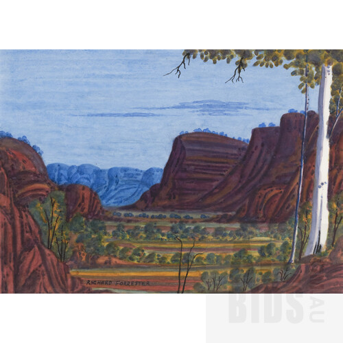 Richard Forrester (1938 - ), MacDonnell Ranges, Watercolour, 31 x 43.5 cm