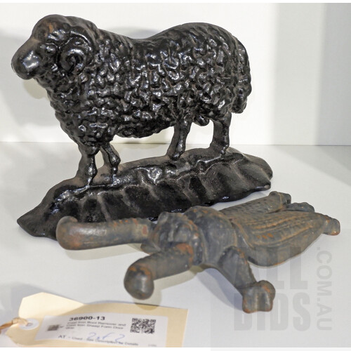 Cast Iron Boot Remover and Cast Iron Sheep Form Doorstop