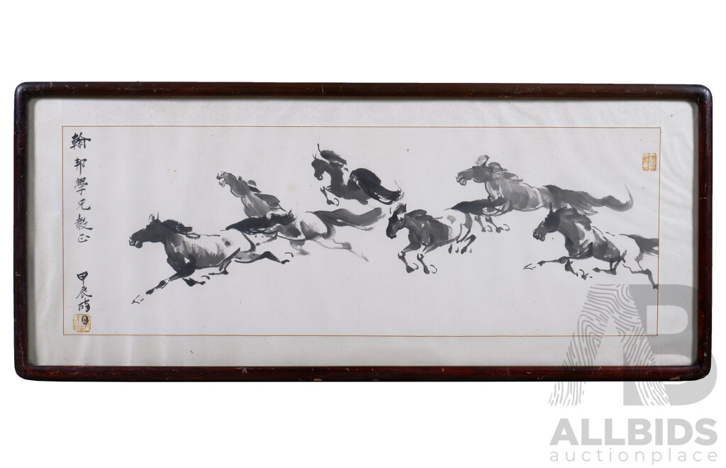 Chinese Galloping Horses, Ink on Paper